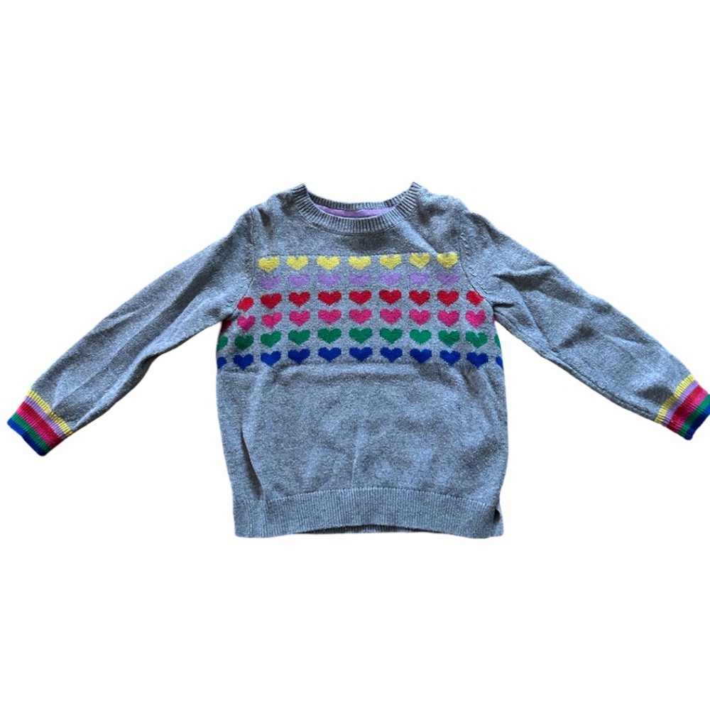 Boden Rainbow Hearts Sweater (5-6Y)